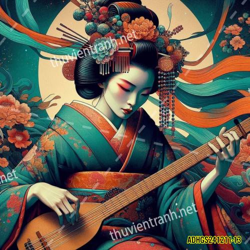 Tranh dán tường hoa cô gái Geisha Nhật Bản-ADHGS241211-13 - Kết quả tìm kiếm tranh tường